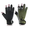 Gants de pêche d'hiver antidérapants coupe-vent imperméables respirants chauds professionnels pêche sur glace 2 doigts apparaissant gants de camouflage en néoprène