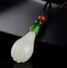 Natuurlijke Chinese Hetian White Jade Orchidee Bloem Hanger Hand-Carved Lanyard Mode Charm Sieraden voor Mannen Dames Gunstige Geschenken