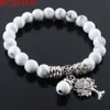 Wojiaer Naturstein Rosenquarz Amethyst Perlen Stränge Bracelets Baum des Lebens Mala Round Perlen Reiki Armreifen Mode Männer Frauen Schmuck Bk324