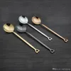 Stainless Steel Coffee Spoon Korean Style Heart Shaped Handle Round Spoon Multifunction Ice Cream Dessert Tea Spoon