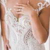 2020 Robes de mariée de taille plus avec pure bijou cou manches courtes dentelle applique plage sirène robes de mariée boutons dos robes sexy