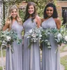 New Simple Chiffon Bridesmaid Dresses One Shoulder Pleats Long A Line Wedding Guest Dresses Country Maid Plus Size Of Honor Gowns