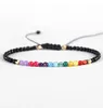 Lucky Stone Beads Simple Armband 3mm Kralen Verstelbare Bohemen Boeddhisme Dames 7 Chakra Armbanden Yoga OM Charm GB1154