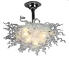 Cristal Blanc Lustres Moderne Beau Murano Verre Plafond Lustre LED Lumières Creative Pendentif Lumière Maison Hôtel Salon Éclairage