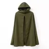 Europe Mode Printemps Automne Femmes Poncho Manteau À Capuche Sans Manches Tweed Pardessus Lady's Outwear Cape Cape Manteaux Amy-vert Noir C2334