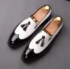 Fashion Brand Men's Business Dress Brogue Tassels Wedding Party Retro Leather Black White Red Round Toe Oxford Shoes S225