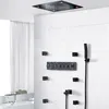 24 inç banyo siyah duş seti büyük sus304 6 fonksiyonlar duş başlığı systerm termostatik mikser şelale jetleri LED tavan ışığı