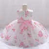 فستان الرضع طفل الأميرة الحفلات الفساتين للفتيات زهرة الوردي طباعة لباس عيد ميلاد ملابس الزفاف هدية 266V