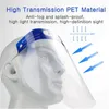 Gesichtsschutz Maske Anti-Fog-Isolation Vollschutzmasken mit Gummiband Sponge Stirnband HD transparenten PET-Schutz Anti Splash Staub