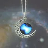 Ny Vintage Starry Moon Outer Space Universe Ädelsten Hänge Halsband Mix Models YD0057