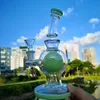 Neueste 8 Zoll Glasbongs Kugelform Duschkopf Perkolatoren Öl Dab Rigs Grün Lila Wasserpfeife 14mm Innengelenk mit berauschender Schüssel