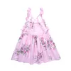 Vestidos bonitos de verano para niñas bebés Azul rosado 2 colores Vestido floral para niña Verano sin espalda Niños Casual Playas Ropa para niña