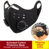Masques de protection réutilisables avec des valeurs Fliters Filtre à charbon actif noir Masques buccaux Designer Masques de cyclisme FY9038