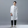 Robe longue confortable en coton et lin ethnique chinois, coupe-vent pour hommes, style folklorique, coton et lin, vêtements confortables