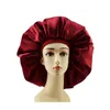 Women Sleeping Hat Nightcap Solid Color New Soft Silk Wide-brimmed Elastic Headband Shower Cap Satin Long Hair Care Bonnet Hat Accessories