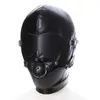 Fetish Sex Mask BDSM Bondage Copricapo sexy Bocca aperta Gag Benda in pelle Restraint Hood Maschera Giocattoli sessuali per coppie Giochi per adulti Y6104483