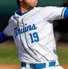 Jam NCAA UCLA #3 Brandon Crawford 7 Chase Utley 12 Gerrit Cole 42 Robinson White cinza azul claro 2019 Jersey de beisebol da faculdade retro College 4xl