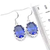 Luckyshine Retro Schmuck Sets Ohrring Anhänger Oval Blau Zirkon Silber für Frauen Jahrestag Geschenk Sets Kostenloser Versand