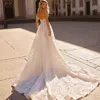 2019夏のボヘミアンのウェディングドレス恋人のイリュージョンビーズのラインセクシーなボホブライダルガウンレースビーチプラスサイズのウェディングドレス