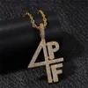Mens Gold Silver Plated Necklace Iced Out Diamond 4pf Pendant ChainSlab Letter Number rostfritt stål Hip Hop Bling Chains smycken312q