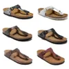 Gizeh Florida Boston Cork Slippers Man and Woman Open Toe Platform Sandals Summer Beach Slippers Geating Leather Flats Casual Shoes Taille 34-47