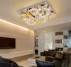 Modern Rectangle Crystal Ceiling Lights Chandeliers Creative LED Moon Light Stainless Steel Fixture Villas Living Room Foryer Hotel Restaurant Lighting Lamps