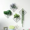 Farmhouse Flowers Decorating Style Metal Grid Backdrop Wall Decor Hanging Artificial Plants Iron Storage Rack Diy Home Decoration Accessories