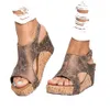 Chaud Sale-Été Nouveau Wedge Femmes Sandales décontractées Sandales d'impression léopard pour femmes PLUS-Taille Sandales EUR35-43 Chaussures Gladiator