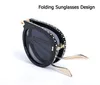 Jackjad New Fashion pieghevole portatile stile pilota occhiali da sole donna decorazione diamante piega design del marchio occhiali da sole Oculos De Sol C3453707
