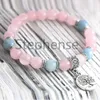 MG0640 Rosenkvartsarmband för kvinnor A Grad Aquamarine Energy Armband Tree of Life Charm Yoga Mala Armband