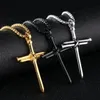 Hip-hop Splicing Nail Cross Necklace Mens Gold Stainless Steel Jesus Christ Pendants Necklaces Hip Hop Jewelry