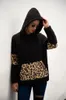 Frauen Patchwork Pullover Langarm Reißverschluss Sherpa Leopard Sweatshirt Soft-Fleece mit Kapuze Outwear mit Taschen Tops Hoodiemantel LJJA3149