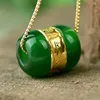 [HXC]Chalcedony Transfer Beads Pendant Gold Jade LuLuTong عقد Lucky Amulet Lovers Jewels For Men Women Gift