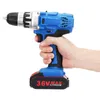 36V Cordless Power Drill Set Double Speed Electric Screwdriver Drill W/ 1 or 2 Li-Ion Battery