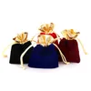 Gift Wrap 100pcs/lot 7x9 9x12cm Black Velvet Bag Small Gold Satin Stripe Bags Candy Jewelry Packaging Party Drawstring Pouch Bag1