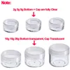 100 pièces 2g/3g/5g/10g vide en plastique cosmétique maquillage Pot Pots Transparent échantillon bouteilles fard à paupières crème baume à lèvres conteneur