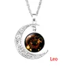 Ny 12 Zodiac Sign Pendant Moon Halsband för kvinnor Glas Cabochon Constellation Charm Kedjor Mode Smycken Gift