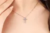 YHAMNI 100% 925 Sterling Silver Cross Christian Jesus Jewelry Luxury Cubic Zircon Cross Pendant Necklace For Women Gift DZ0052798