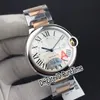 Ny V6F W2BB0004 ETA A2824 Automatisk mens Klocka Två Ton Rose Guld Vit Ring Roman Markörer Rostfritt Stål Armband Bästa Edition Puretime 3