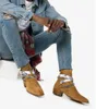 Nouvelle marque ami ri ri bandana boucle bottes rock rock roll Culture cool en daim silver-ton metal courb boucles boucles