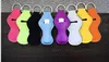 DHL 300PCS Solid Blank Chapstick Sleeve Key Holder Färgglada Solid Färg Neopren Keychain Lip Holder Party Favor