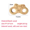 4 stks natuurlijke beuken houten fiets vorm bijtring baby bijtring speelgoed veilige pasgeboren kinderen tandjes speelgoed baby shower cadeau