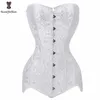 Drop verzending korset lange torso corsets goedkoop zwart witte korset overbust taille slanke bloemen bustier vrouwen plus size gorset