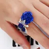 Wholesale Adjustable Garden Rhinestone Rose Rings for Woman New Fashion Exquisite Women's Butterfly Rose Flower White Pearl Rose Gold Plated