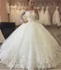 Långärmad 3D-blommor Boho Bröllopsklänningar från axelbröllopklänning 2021 Robe de Marie Lace Applique Bridal Vestido de Noiva