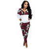 Plus size Women CAMO winter outfits 2pieces set pullovers hoodies+pants joggers suit casual pullover patchwork tracksuit sportswear 2357