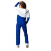Moda 2 adet Set Kadın Kazak Suit Patchwork Renk Kadın Spor Suit Kapşonlu Zip Up Hoody + Uzun Pantolon Eşofman Hoodies
