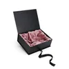 High Quality Chocolate Window Candy Boxes black foldable Christmas gift box with ribbon closure