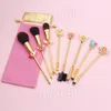 Cardcaptor Sakura Makeup Borstes Magical Sailor Moon 8pcs Set Cosmetic Borstes Rose Gold Brush Pink Bag Face Läppar Make Up Tool