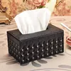 Wholesale- Lighting Wood Leather Rectangular Tissue Storage boxes cover Toilet Paper Box Napkin Towel Holder Cases home decoration for car